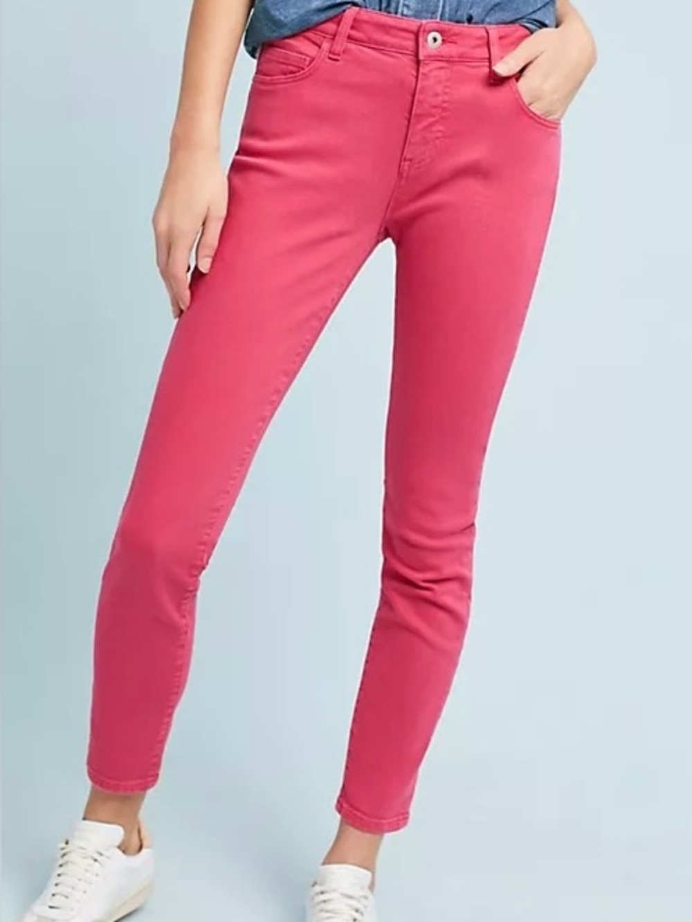 Pilcro| Anthropologie| Strawberry Red Mid-Rise Straight Skinny Ankle Jeans Sz 25